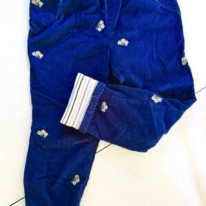 Boden Blue Kids Lined Corduroy Pants with Floral Accents